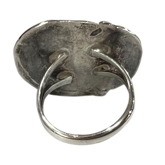 Vintage Sterling Silver Turquoise Native American Southwest Feather Rope Ring 6 - Picture 4 of 5